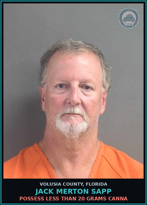 Booking mugshot of JACK MERTON SAPP in Volusia County