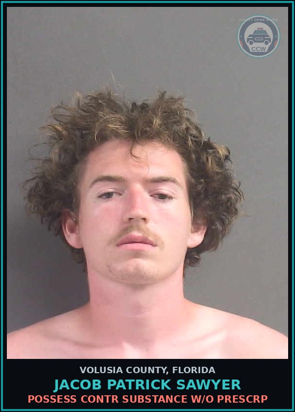 Booking mugshot of JACOB PATRICK SAWYER in Volusia County