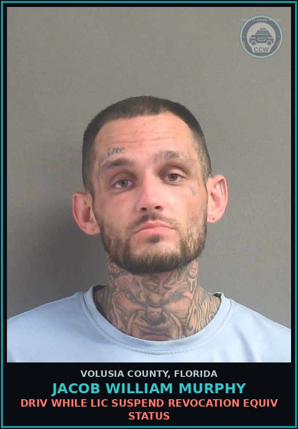 Booking mugshot of JACOB WILLIAM MURPHY in Volusia County