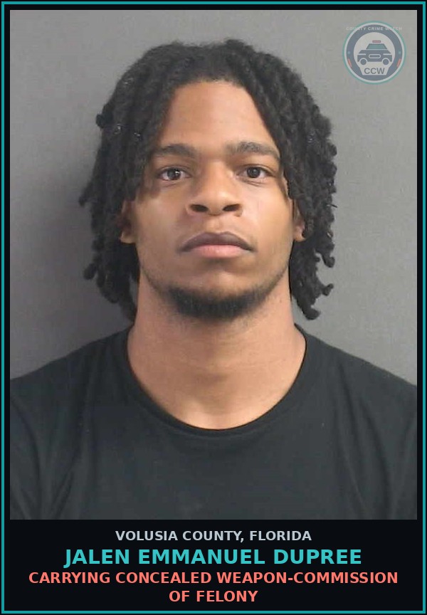 Booking mugshot of JALEN EMMANUEL DUPREE in Volusia County