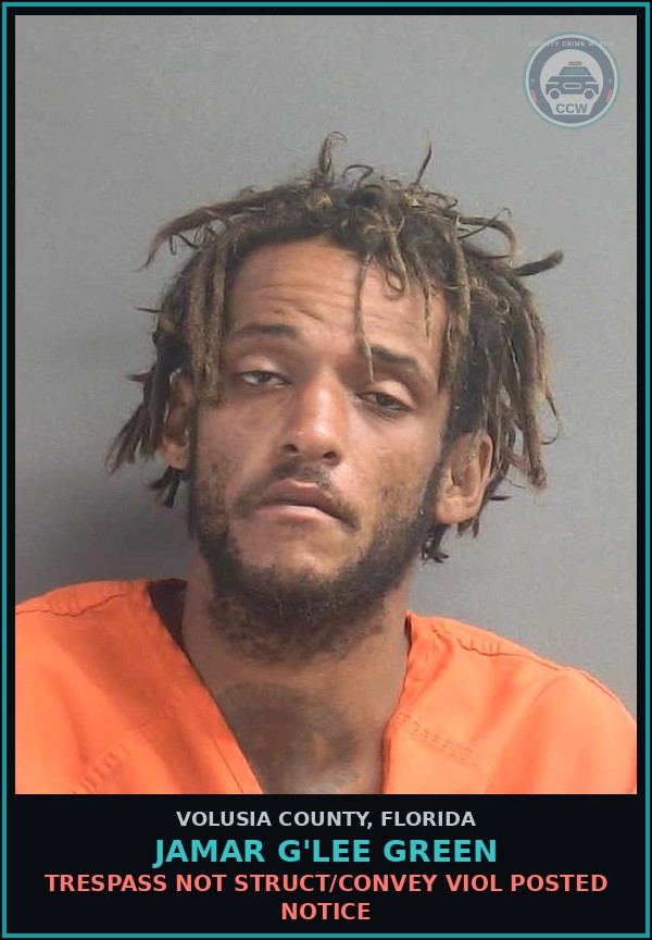 Booking mugshot of JAMAR G'LEE GREEN in Volusia County