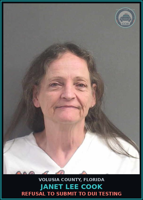 Booking mugshot of JANET LEE COOK in Volusia County