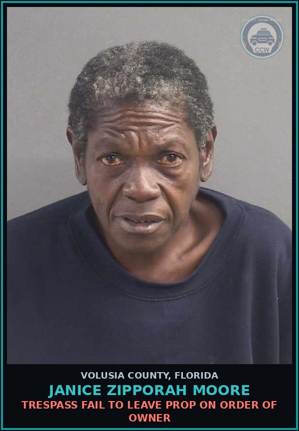 Booking mugshot of JANICE ZIPPORAH MOORE in Volusia County