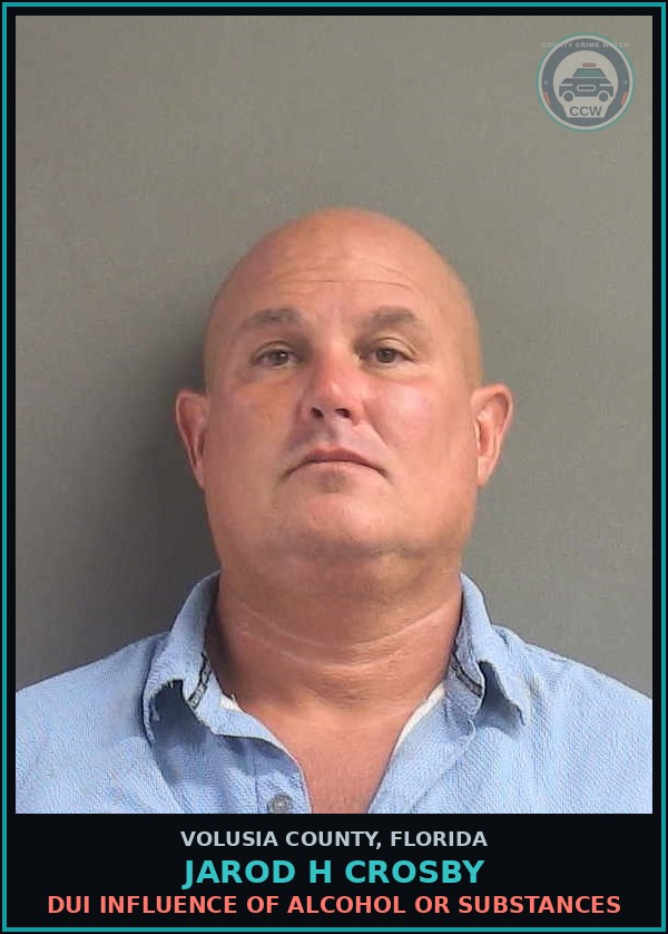 Booking mugshot of JAROD H CROSBY in Volusia County