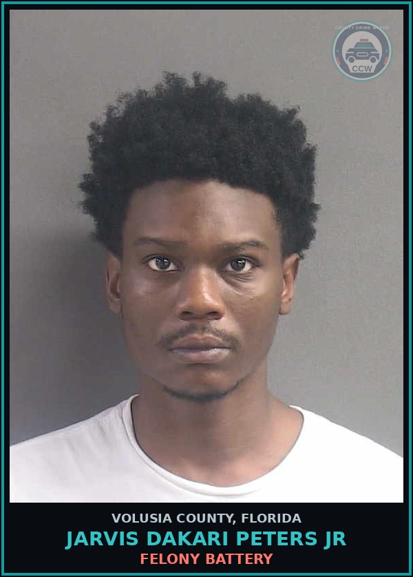 Booking mugshot of JARVIS DAKARI PETERS JR in Volusia County
