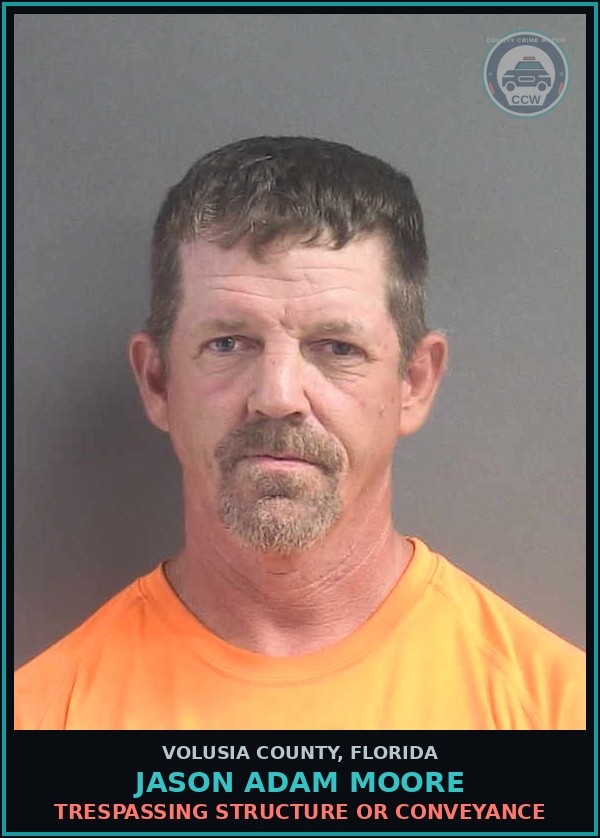Booking mugshot of JASON ADAM MOORE in Volusia County