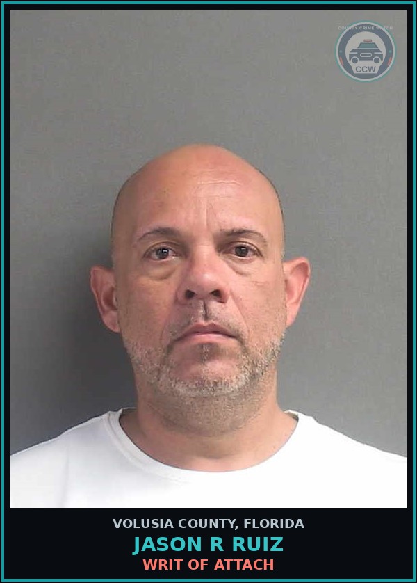 Booking mugshot of JASON R RUIZ in Volusia County