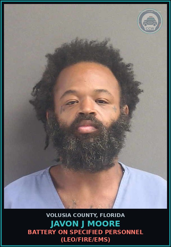 Booking mugshot of JAVON J MOORE in Volusia County