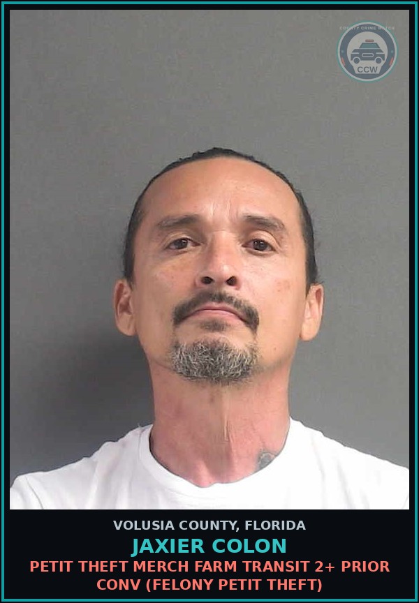 Booking mugshot of JAXIER COLON in Volusia County