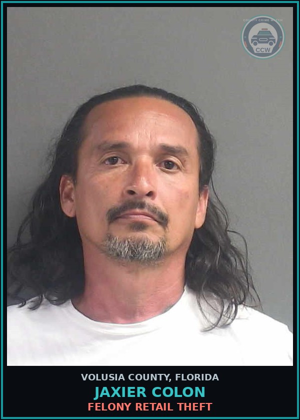Booking mugshot of JAXIER COLON in Volusia County