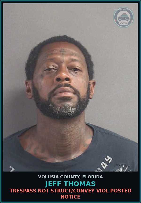 Booking mugshot of JEFF THOMAS in Volusia County