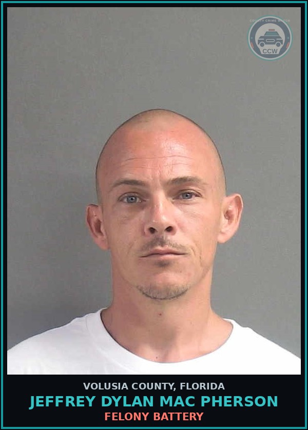 Booking mugshot of JEFFREY DYLAN MAC PHERSON in Volusia County