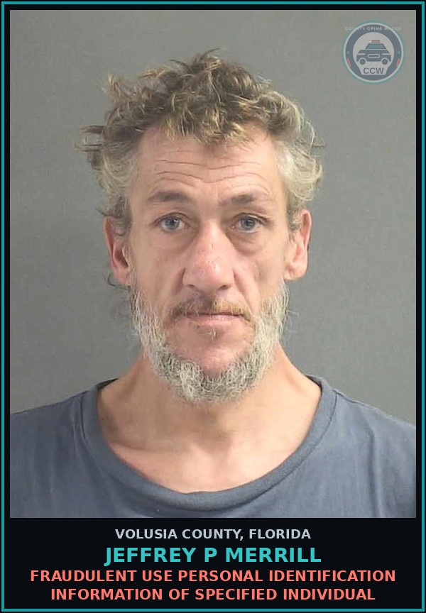 Booking mugshot of JEFFREY P MERRILL in Volusia County