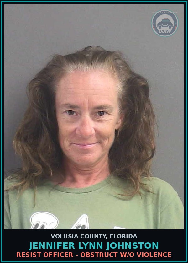 Booking mugshot of JENNIFER LYNN JOHNSTON in Volusia County