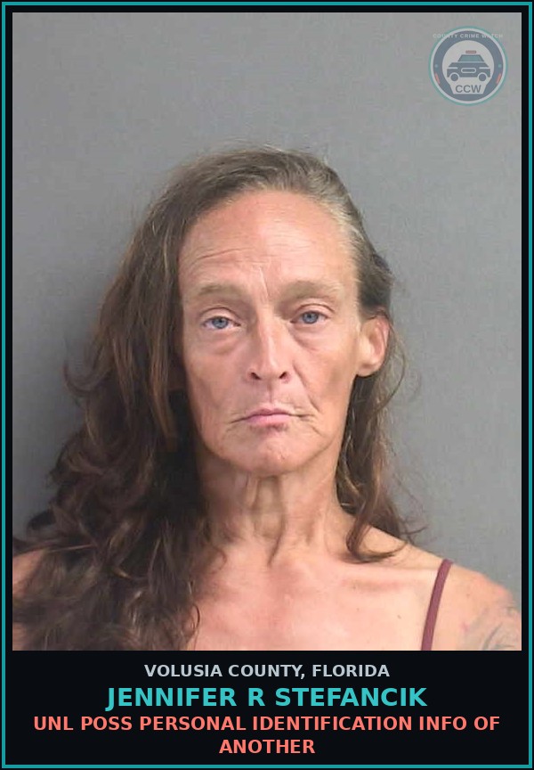 Booking mugshot of JENNIFER R STEFANCIK in Volusia County