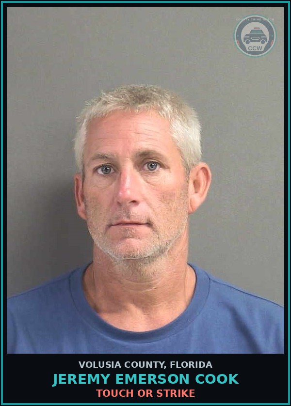 Booking mugshot of JEREMY EMERSON COOK in Volusia County