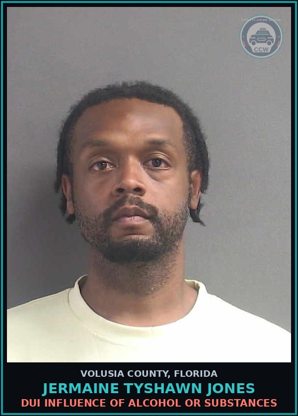 Booking mugshot of JERMAINE TYSHAWN JONES in Volusia County