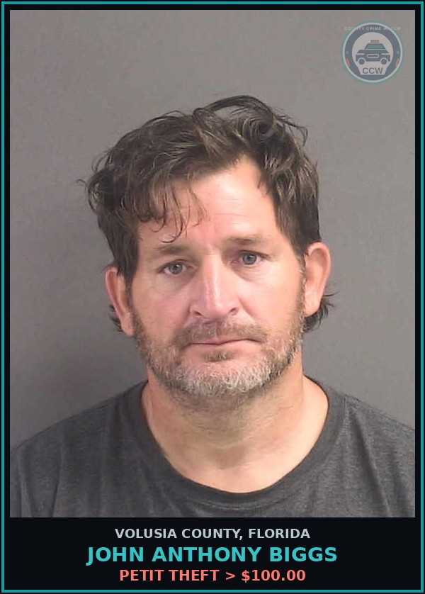 Booking mugshot of JOHN ANTHONY BIGGS in Volusia County
