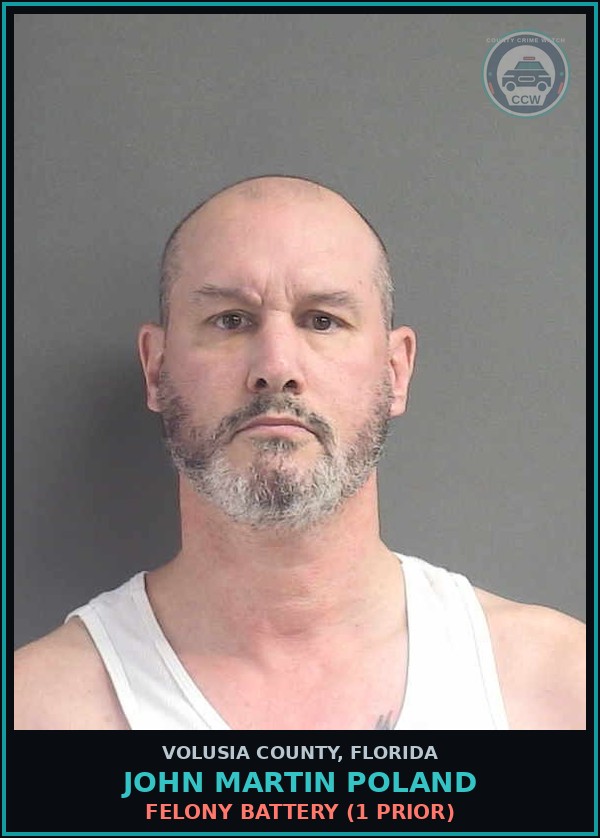 Booking mugshot of JOHN MARTIN POLAND in Volusia County