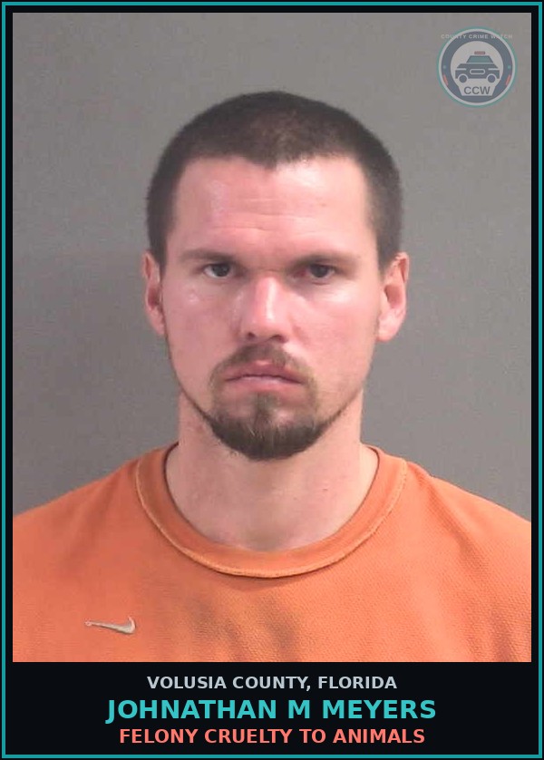 Booking mugshot of JOHNATHAN M MEYERS in Volusia County