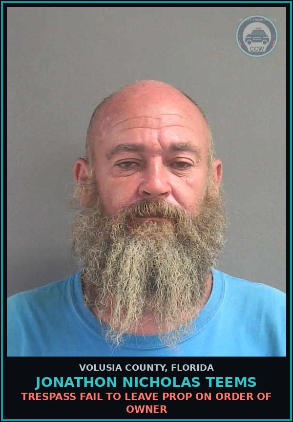 Booking mugshot of JONATHON NICHOLAS TEEMS in Volusia County