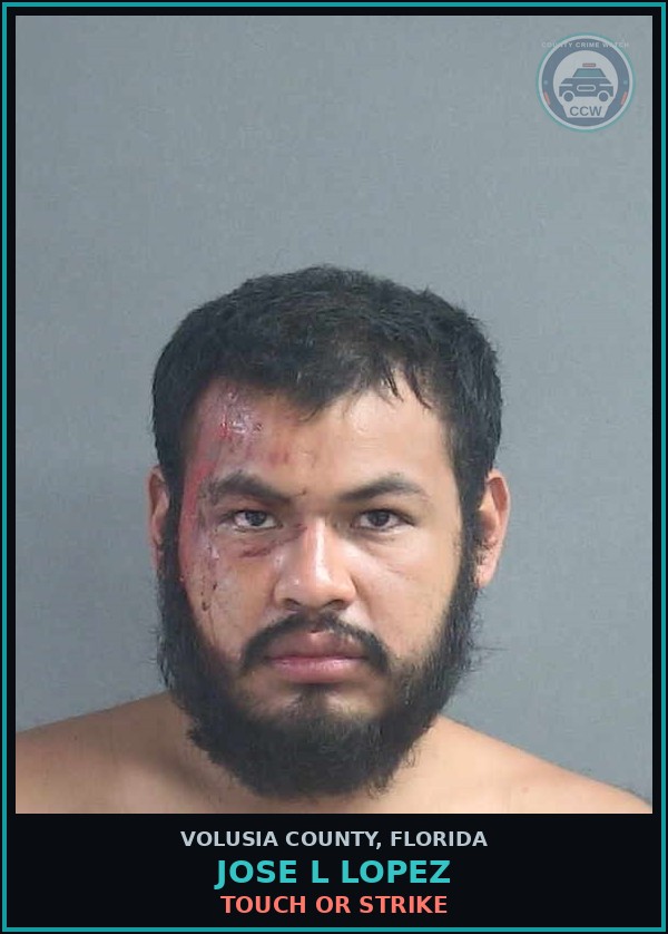 Booking mugshot of JOSE L LOPEZ in Volusia County