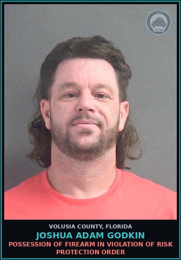 Booking mugshot of JOSHUA ADAM GODKIN in Volusia County