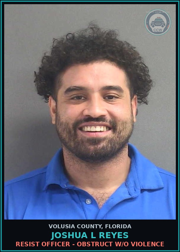 Booking mugshot of JOSHUA L REYES in Volusia County