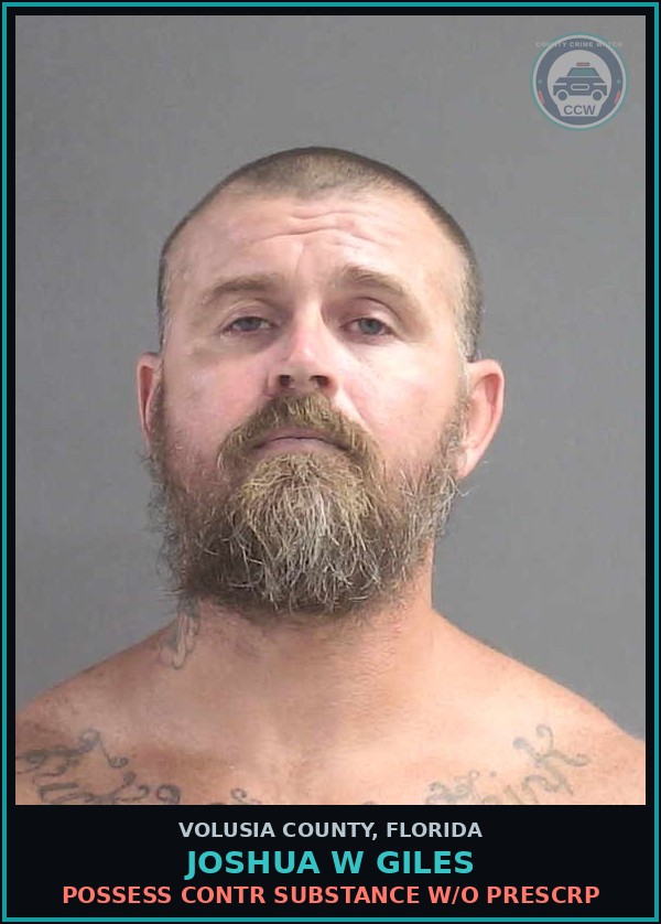 Booking mugshot of JOSHUA W GILES in Volusia County