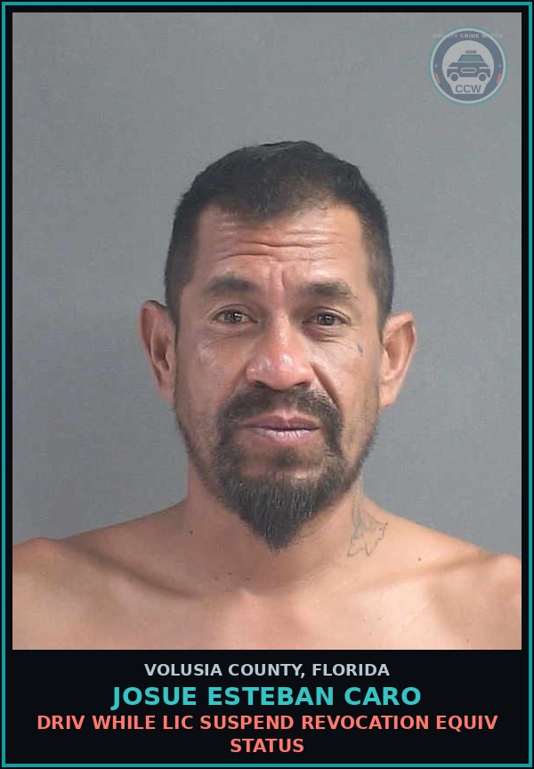 Booking mugshot of JOSUE ESTEBAN CARO in Volusia County