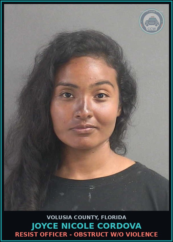 Booking mugshot of JOYCE NICOLE CORDOVA in Volusia County