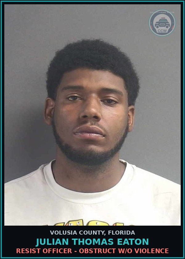 Booking mugshot of JULIAN THOMAS EATON in Volusia County