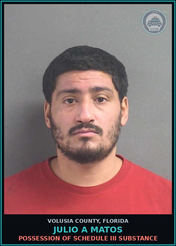 Booking mugshot of JULIO A MATOS in Volusia County