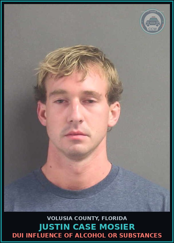 Booking mugshot of JUSTIN CASE MOSIER in Volusia County