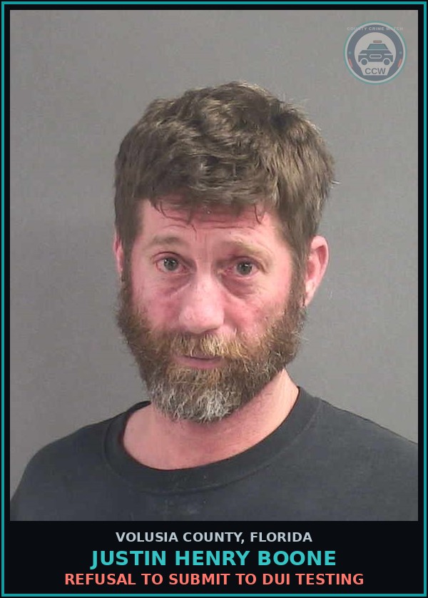 Booking mugshot of JUSTIN HENRY BOONE in Volusia County