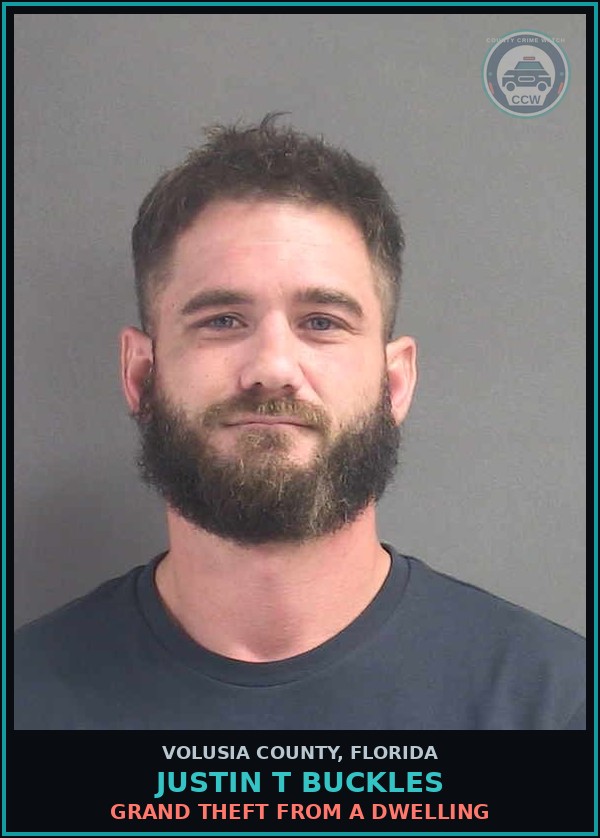 Booking mugshot of JUSTIN T BUCKLES in Volusia County