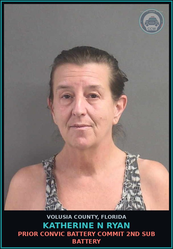 Booking mugshot of KATHERINE N RYAN in Volusia County