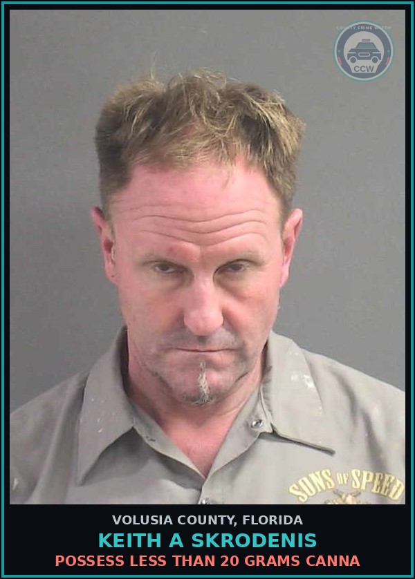 Booking mugshot of KEITH A SKRODENIS in Volusia County