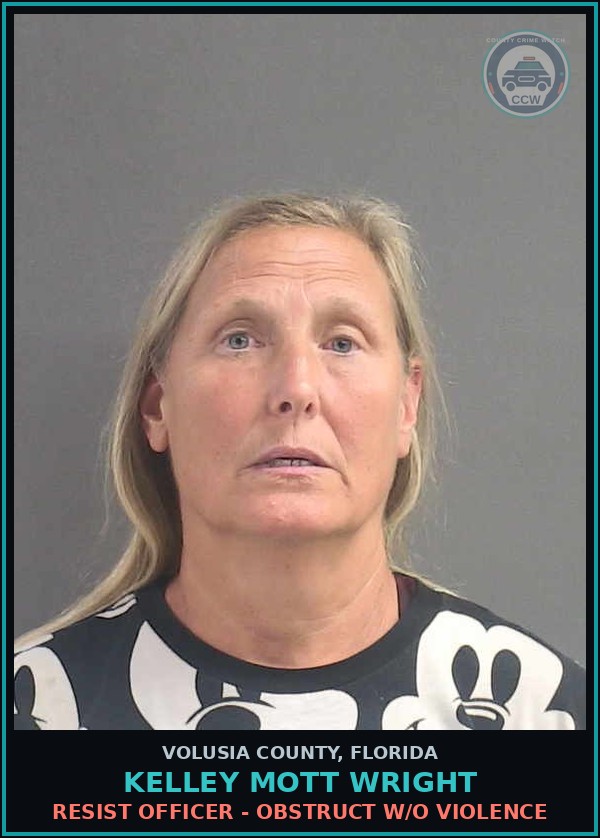 Booking mugshot of KELLEY MOTT WRIGHT in Volusia County