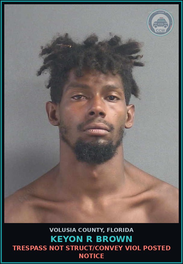 Booking mugshot of KEYON R BROWN in Volusia County