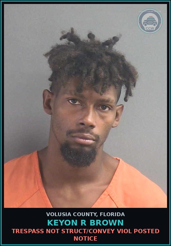 Booking mugshot of KEYON R BROWN in Volusia County