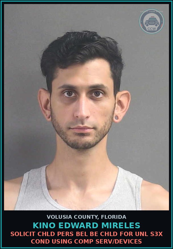 Booking mugshot of KINO EDWARD MIRELES in Volusia County