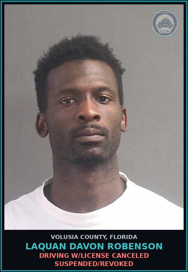 Booking mugshot of LAQUAN DAVON ROBENSON in Volusia County