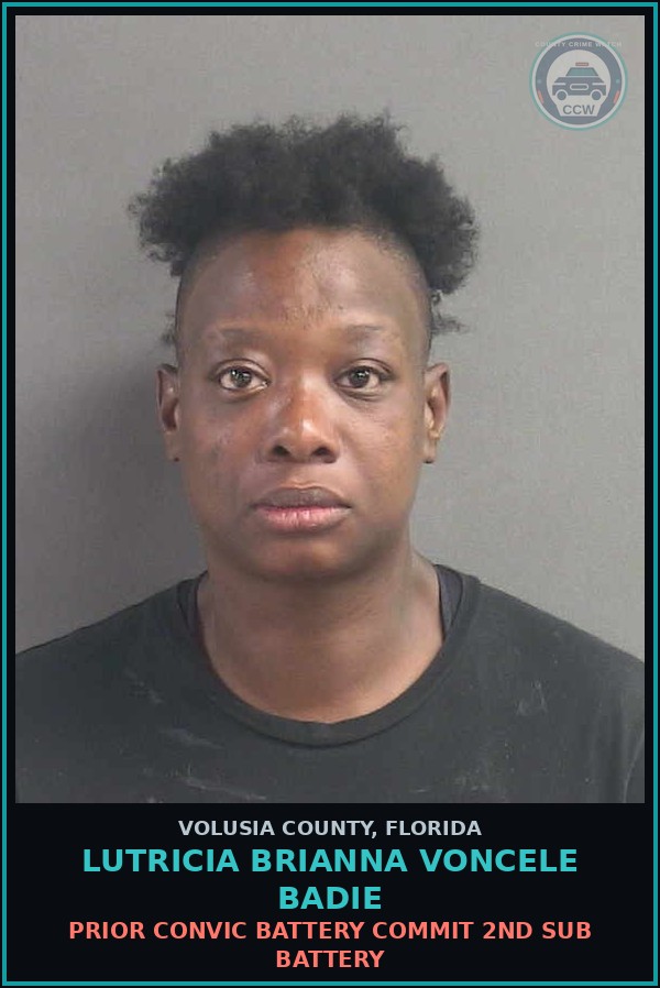 Booking mugshot of LUTRICIA BRIANNA VONCELE BADIE in Volusia County
