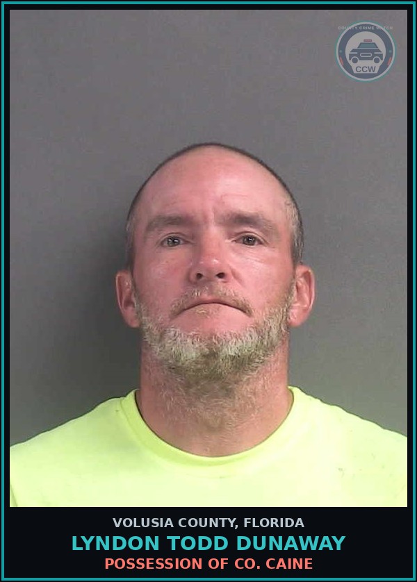 Booking mugshot of LYNDON TODD DUNAWAY in Volusia County