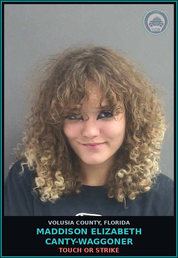 Booking mugshot of MADDISON ELIZABETH CANTY-WAGGONER in Volusia County