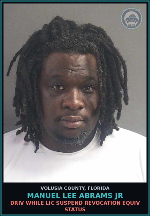 Booking mugshot of MANUEL LEE ABRAMS JR in Volusia County