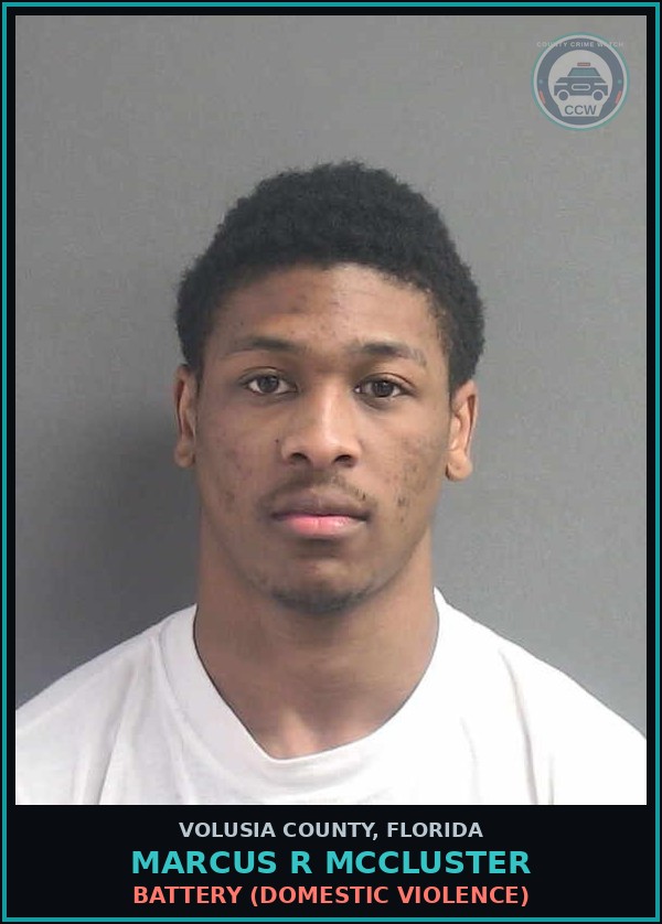 Booking mugshot of MARCUS R MCCLUSTER in Volusia County