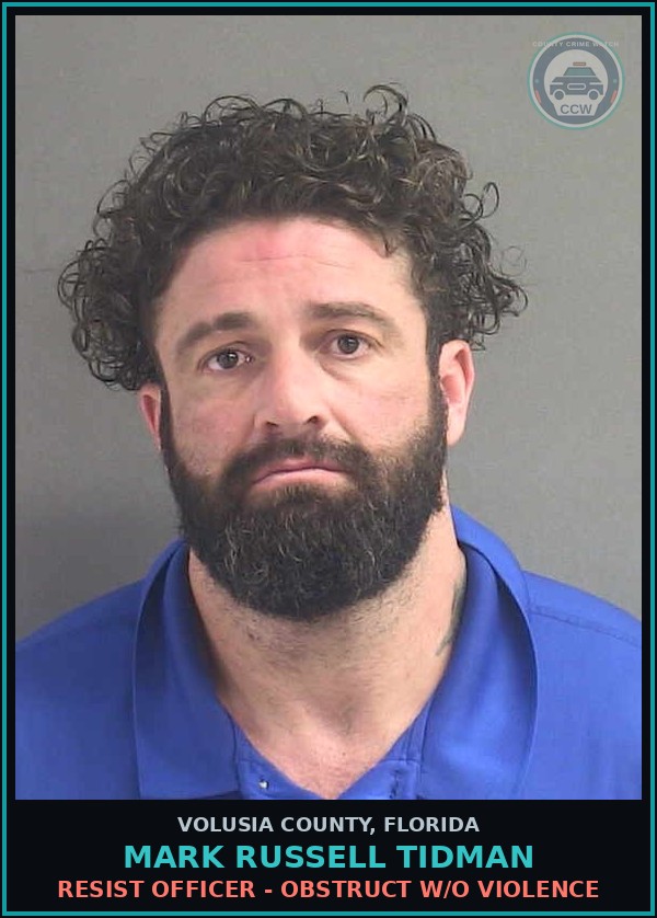 Booking mugshot of MARK RUSSELL TIDMAN in Volusia County