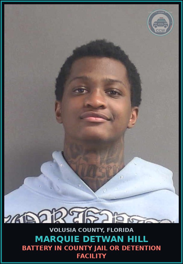 Booking mugshot of MARQUIE DETWAN HILL in Volusia County